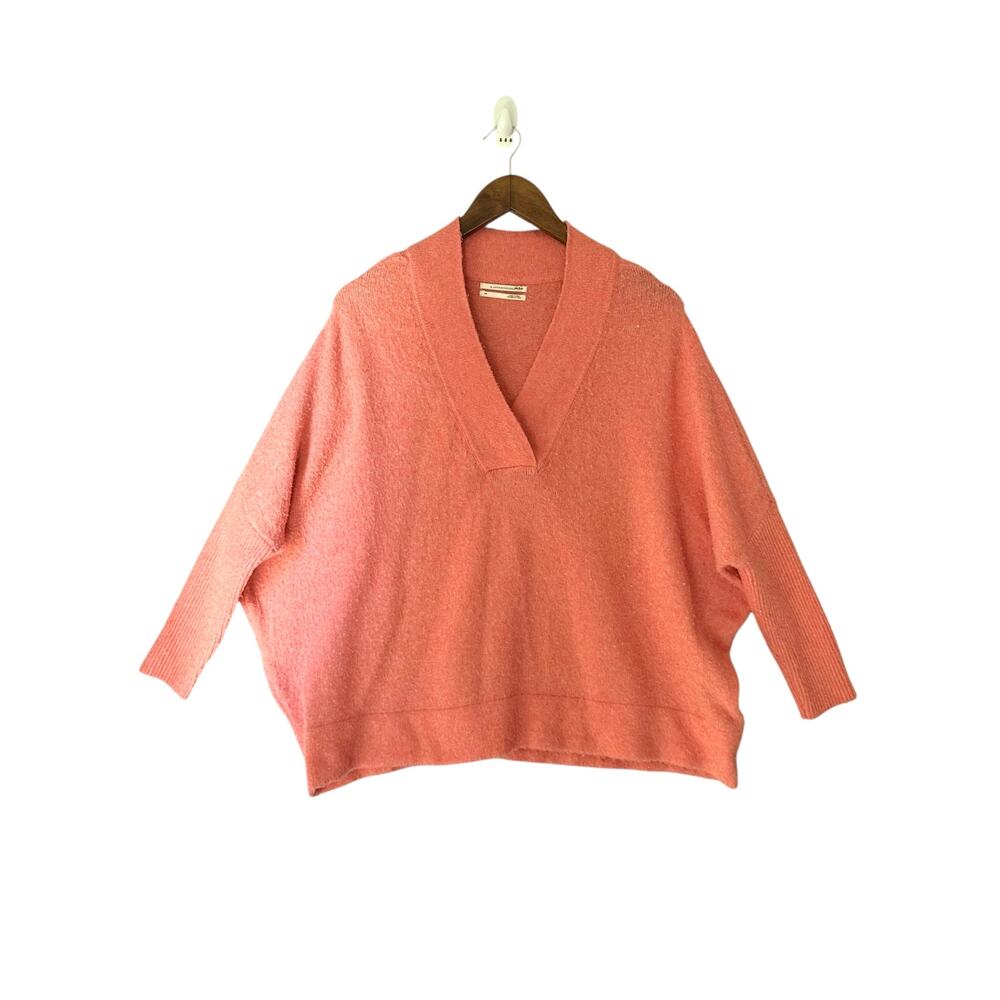 Anthropologie Oversized V-Neck Knit Sweater peach‎ XS